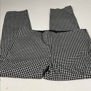 Old Navy Sz 14 Gingham Black White Side Zip Pull On Stretch Pant